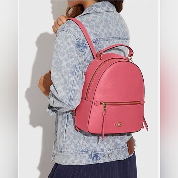 Coach Jordyn Backpack Watermelon Pink Leather Gold Zipper Authentic NWOT - Picture 2 of 12